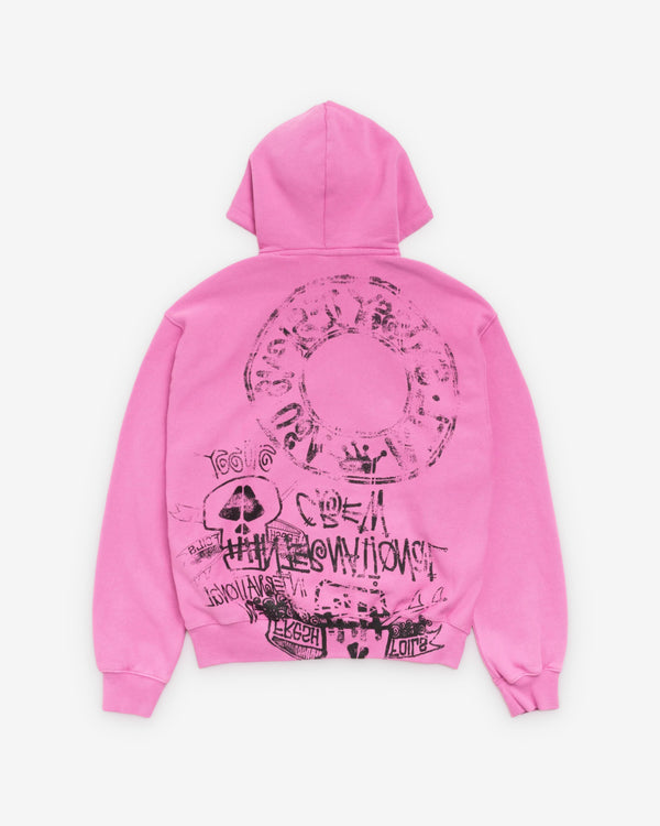 Stüssy  - Men's Skulls Pigment Dyed Zip Hood - (Pink)