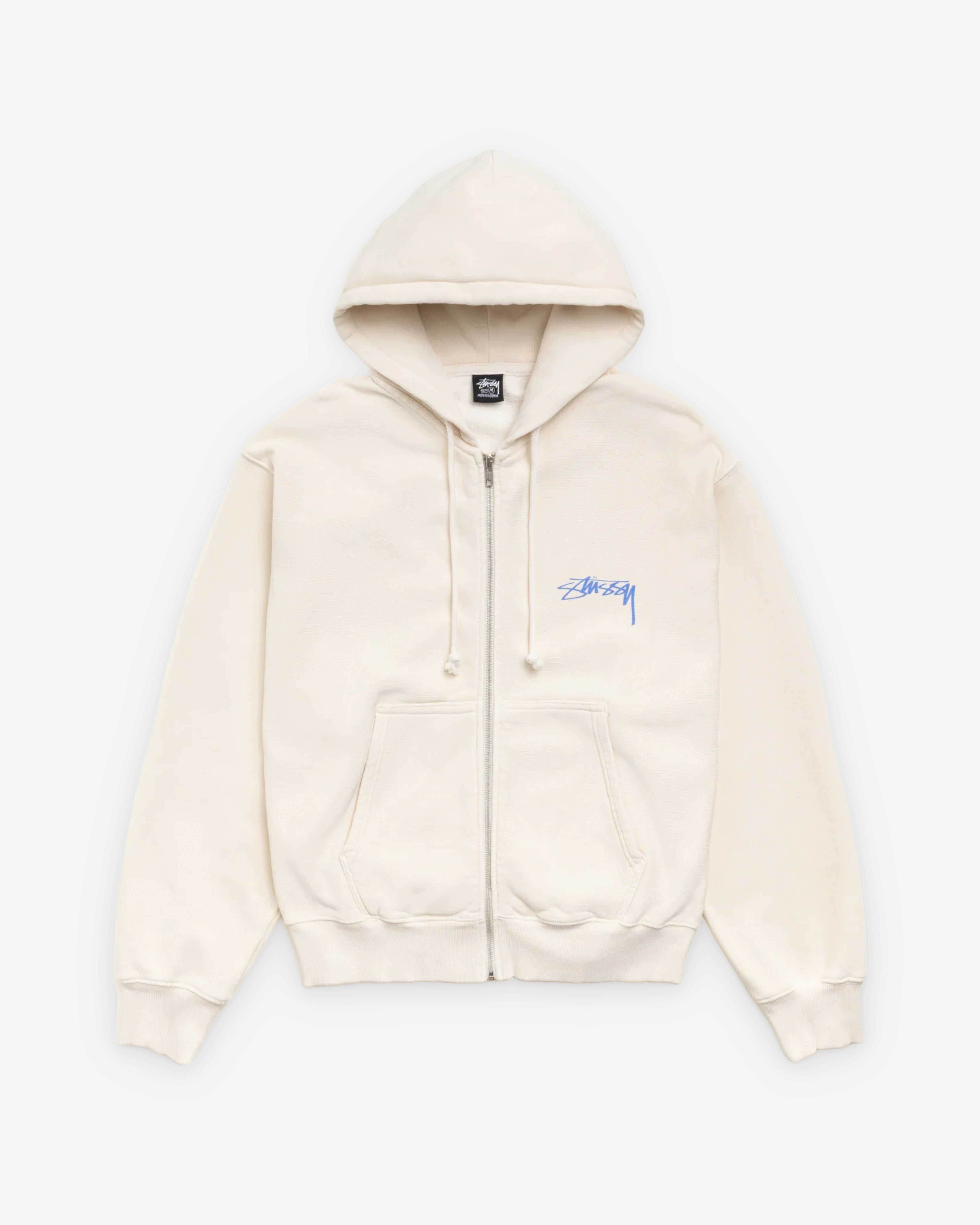 Stüssy: Men's Skate Stack Garment Dyed Zip Hood (Bone) | DSMS E-SHOP
