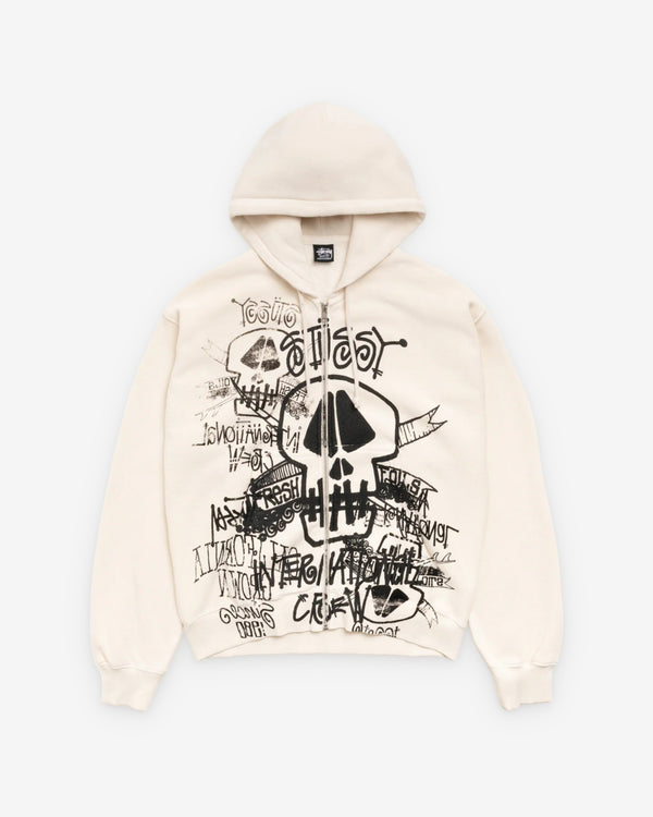 Stüssy  - Men's Skulls Pigment Dyed Zip Hoodie - (Bone)
