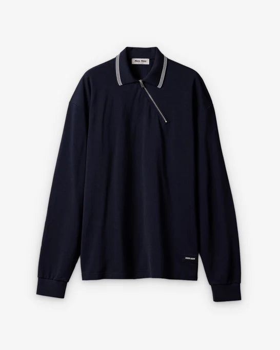 MIU MIU - Women's Piquet Long Sleeve Polo - (Navy)