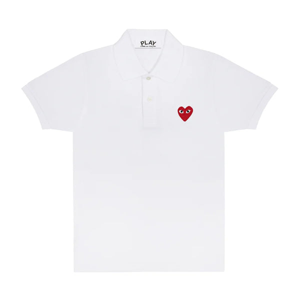 PLAY - Unisex's Red Emblem Polo Shirt - (T006) (White)