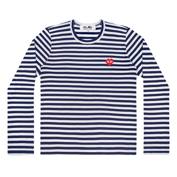 PLAY - the Artist Invader Striped Long Sleeve T-Shirt - (T323)(T324)(Navy/White)