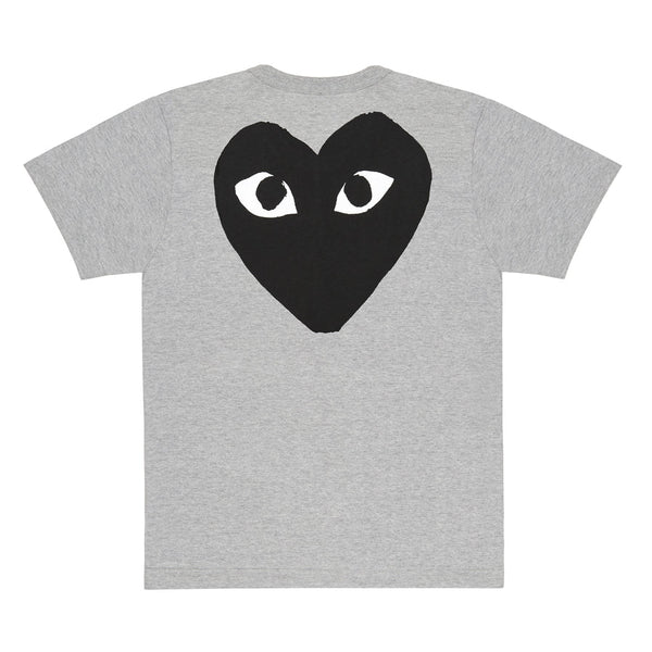 Play - Front Logo, Big Black Heart At T-Shirt - (T071)(T072)(Grey)
