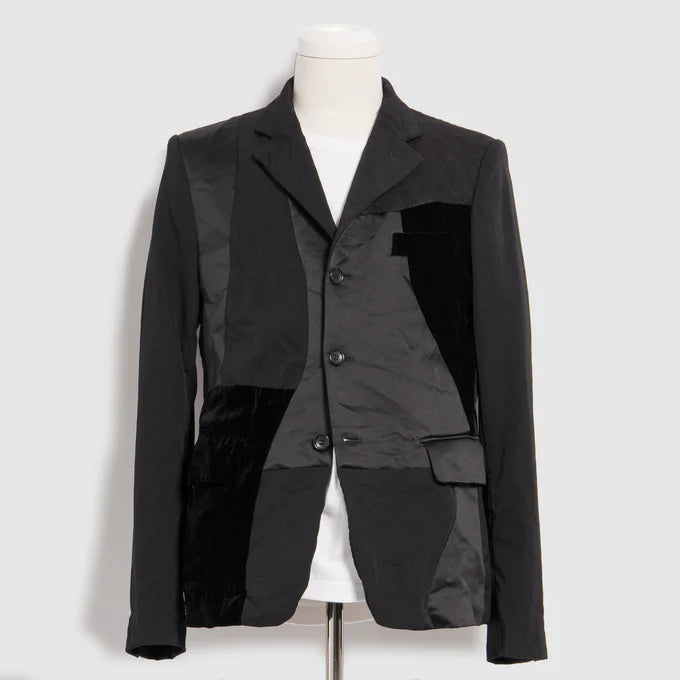 Black Comme Des Garçons - Tailored Patchwork Jacket - (Black) view 2, Click to Zoom in