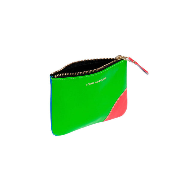 CDG Wallet_Cdg Wallet - Super Fluo Top Zip - (Blue/Green SA8100SF)_WALLETS