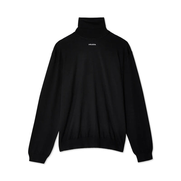 PRADA - Men's Logo Intarsia High Neck Sweater - (Black)