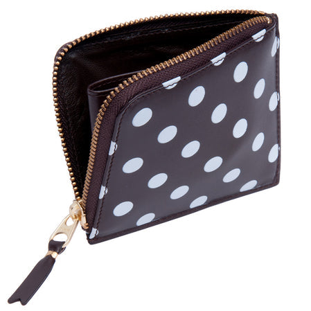 Cdg Wallet - Polka Dots Printed Zip Around Wallet - (Brown SA3100PD)