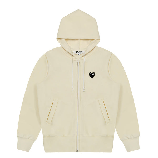 PLAY - Hooded Sweatshirt with Big Black Hearts - (T254)(White)