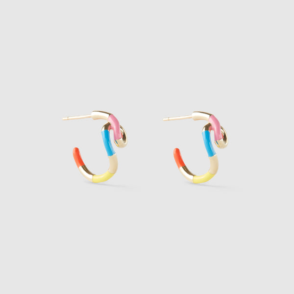 BEA BONGIASCA - Wow Mini Snake Earrings - (Pink/Yellow)