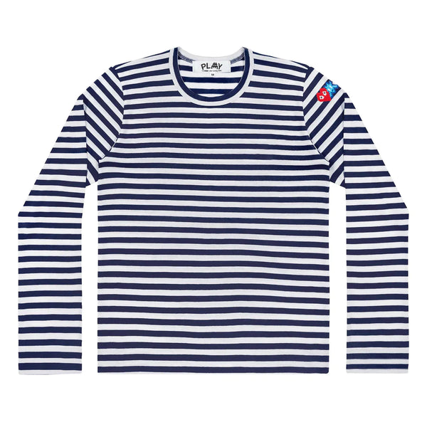 PLAY - the Artist Invader Striped L/S T-Shirt - (White/Navy)
