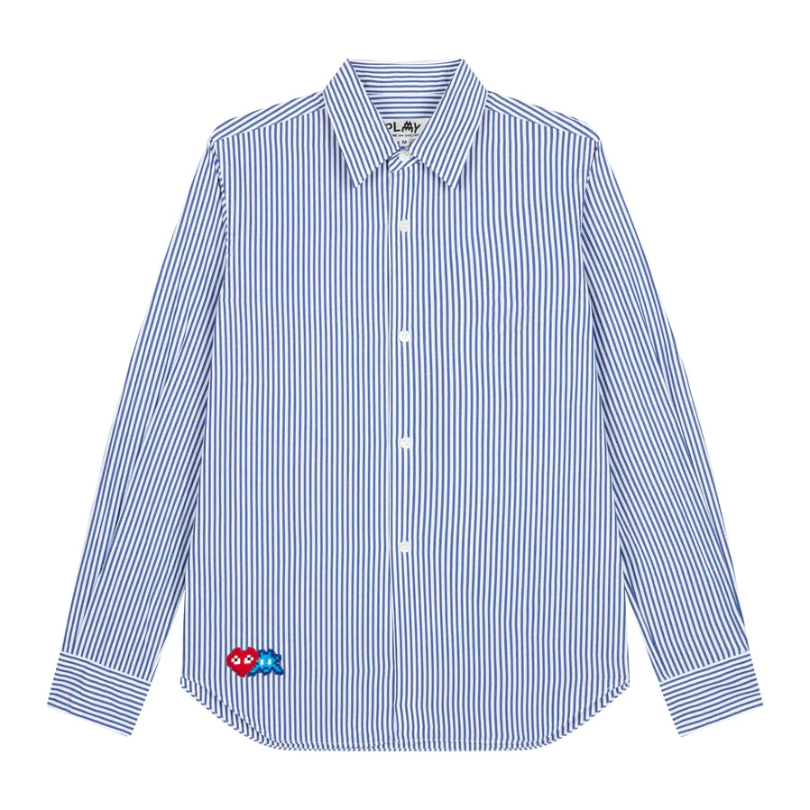 PLAY - the Artist Invader Striped Shirt - (White/Blue) view 1