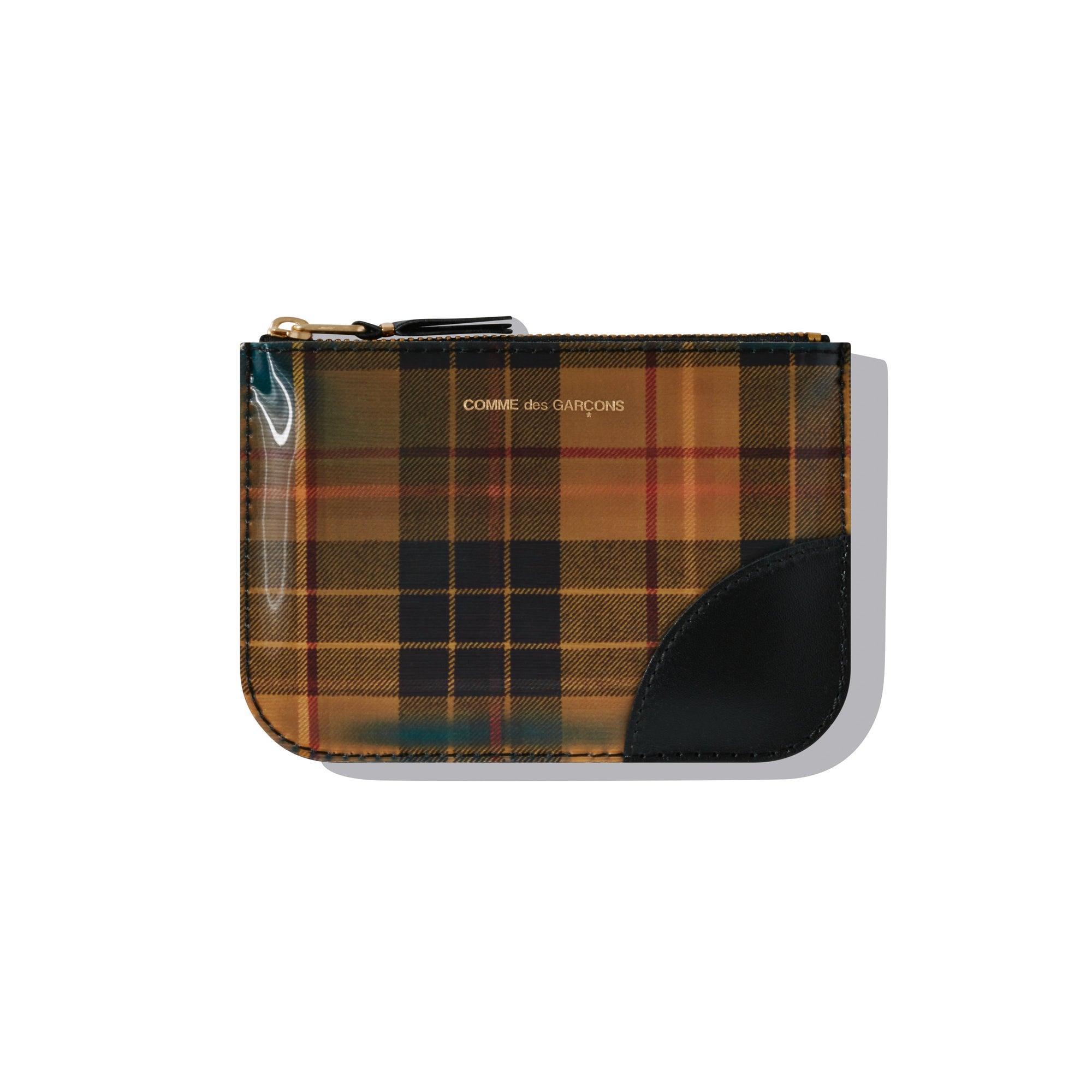 CDG Wallet - Lenticular Tartan Zip Pouch - (Yellow/Green) view 1, Click to Zoom in