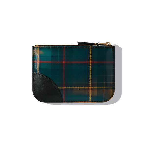CDG Wallet_CDG Wallet - Lenticular Tartan Zip Pouch - (Yellow/Green)_WALLETS