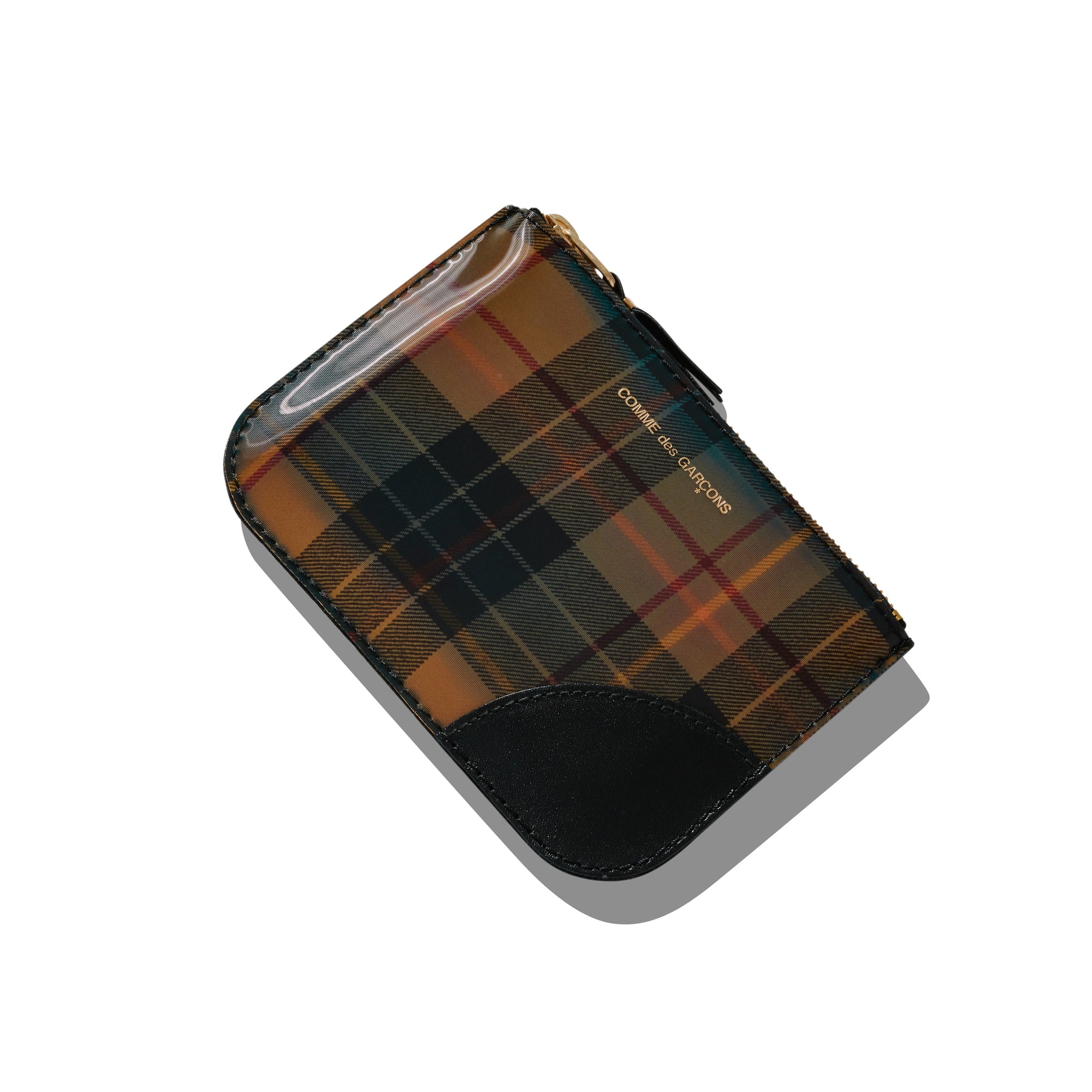 CDG Wallet - Lenticular Tartan Zip Pouch - (Yellow/Green) view 3, Click to Zoom in