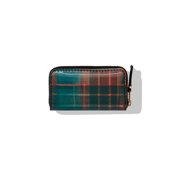 CDG Wallet_CDG Wallet - Lenticular Tartan Rectangular Zip Around Wallet - (Red/Green)_WALLETS