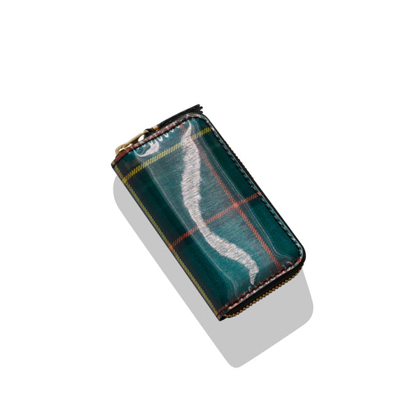 CDG Wallet_CDG Wallet - Lenticular Tartan Rectangular Zip Around Wallet - (Red/Green)_WALLETS