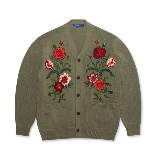 JUNYA WATANABE MAN - Cotton Flower Embroidery Cardigan - (Green)