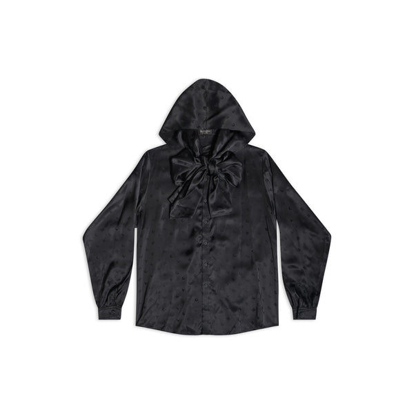Balenciaga_BALENCIAGA - Women's Logo Letters All Over Hooded Blouse - (Black)_BLOUSON