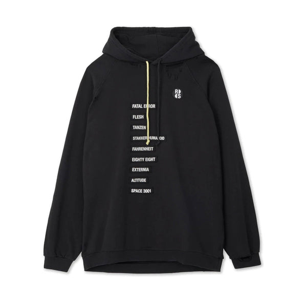 RAF SIMONS - Smiley Big Fit Hoodie With Patched Text - (Black)