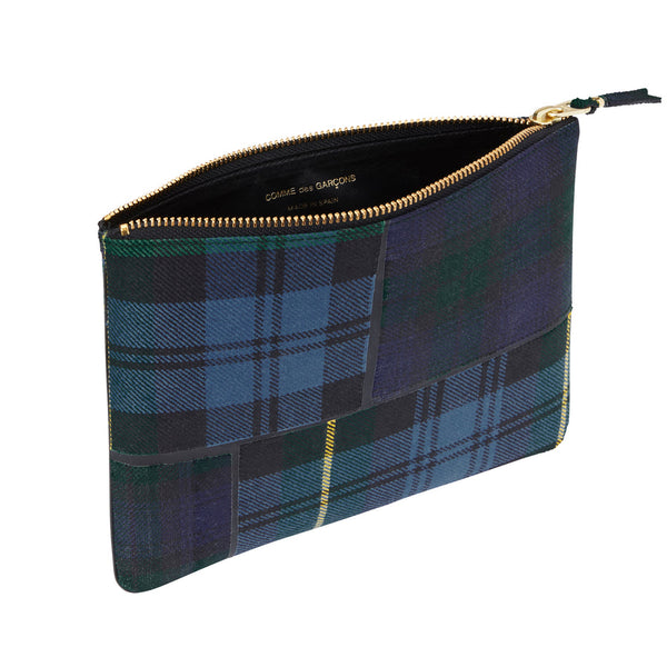 CDG Wallet_Cdg Wallet - Tartan Patchwork Big Pouch - (Green SA5100TP)_POUCHES