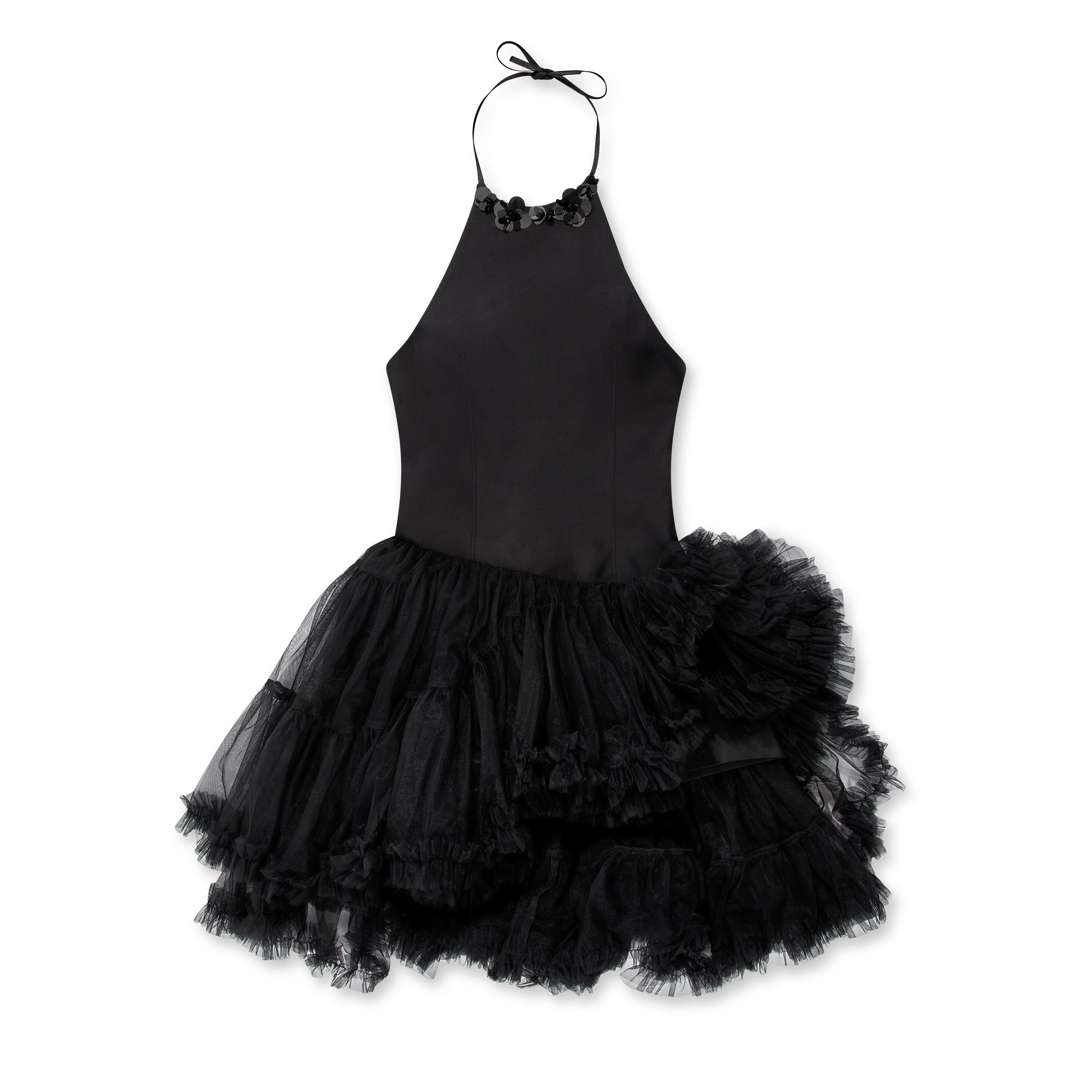 SHUSHU/TONG - Women's Asymmetric Tulle Dress - (Black) view 1, Click to Zoom in