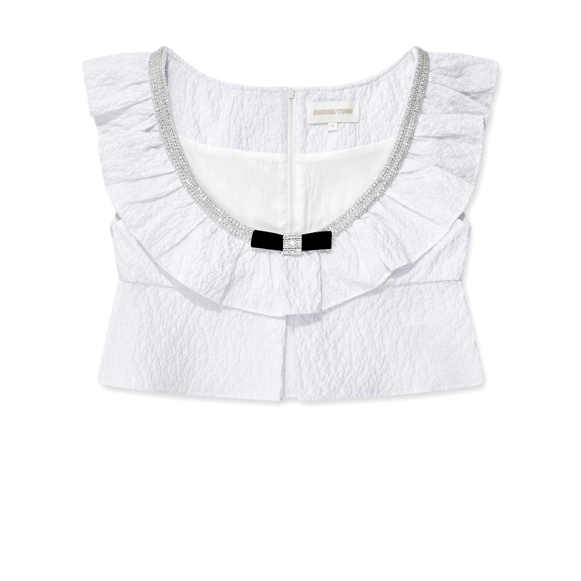 SHUSHU/TONG - Women's Ruffled Sleeveless Top - (White) view 1, Click to Zoom in