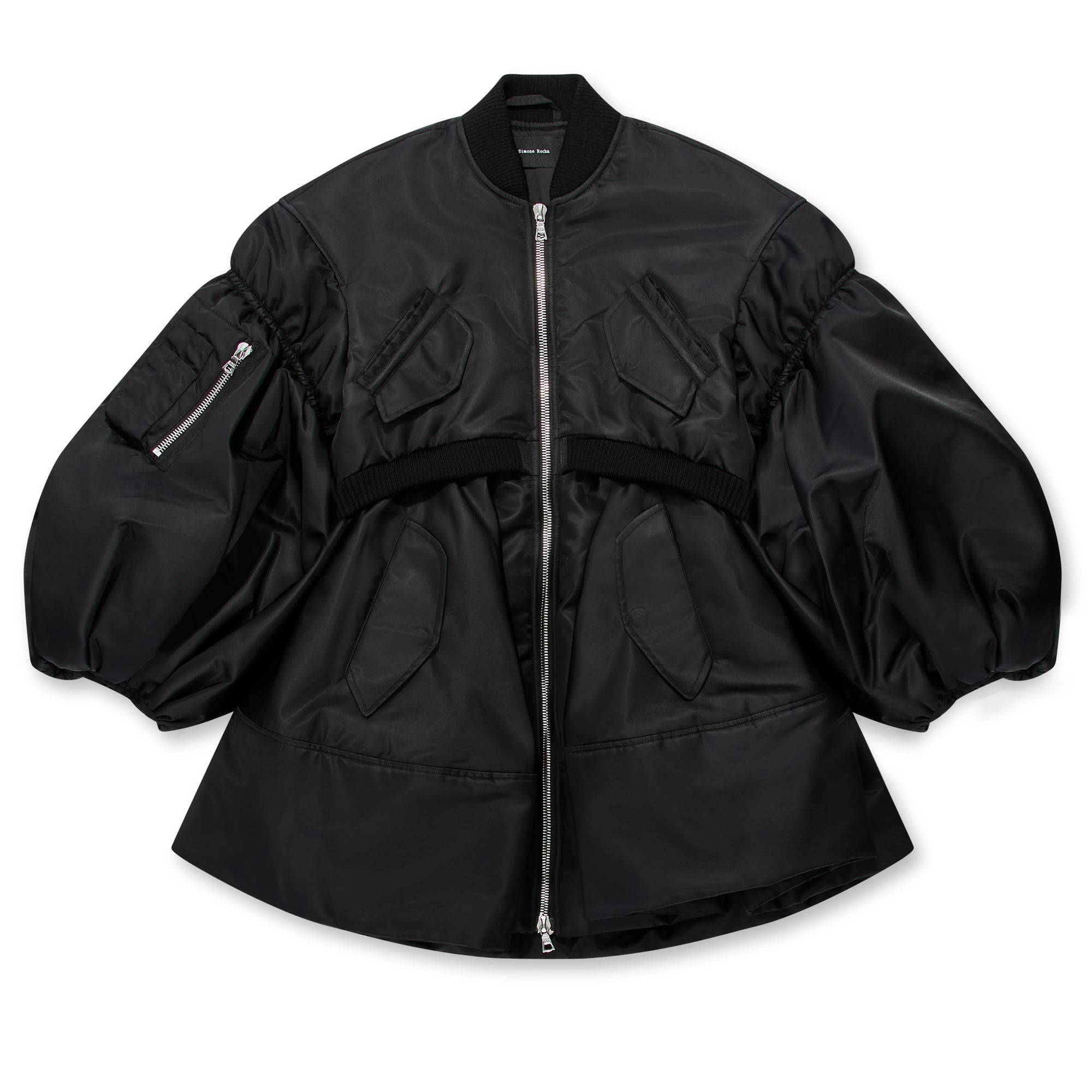 Simone Rocha - Women'S Puff Sleeve Zip-Up Bomber - (Black) view 1, Click to Zoom in