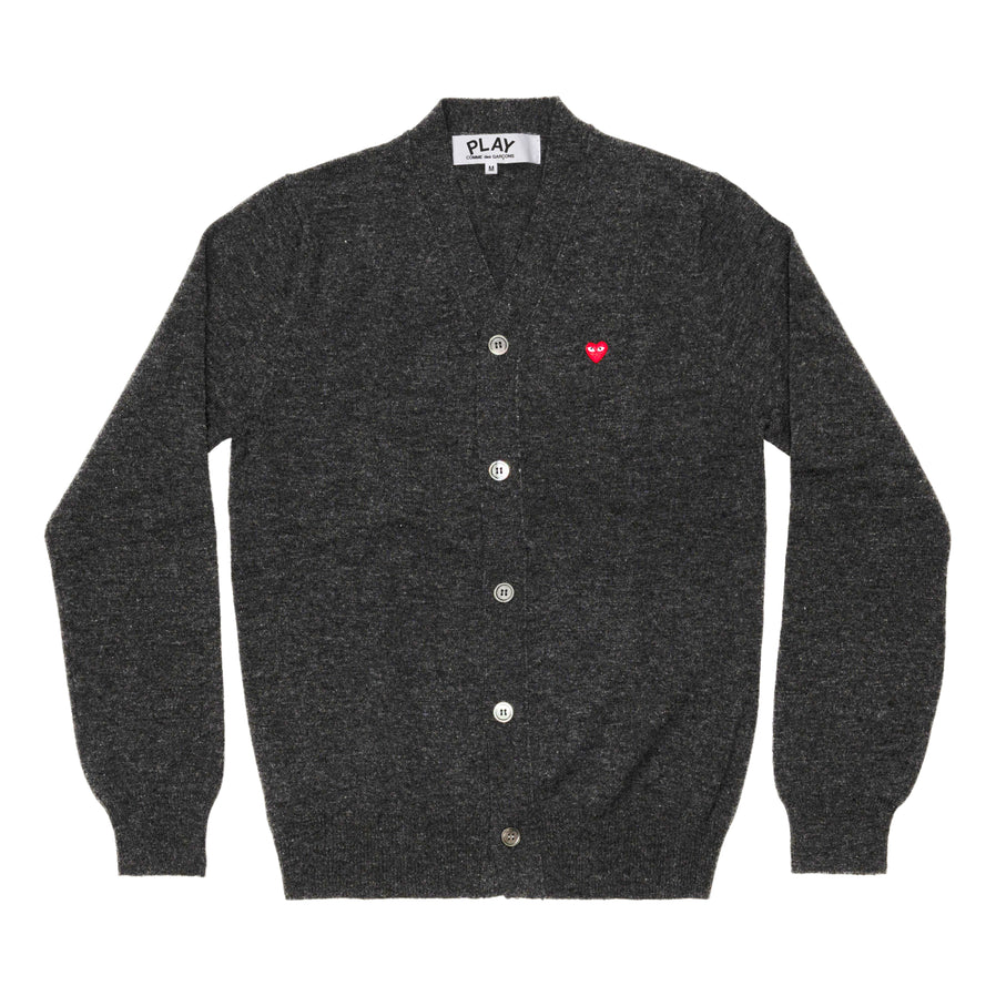 PLAY - Men's Small Red Heart Cardigan - (N080)(Grey)|Dover Street ...