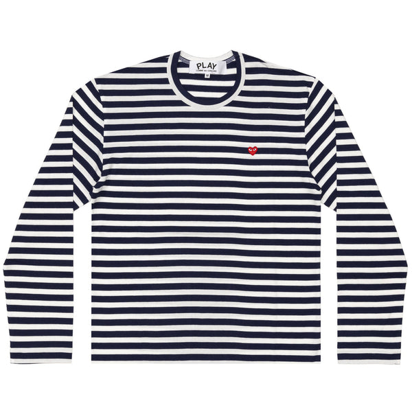 Play - Striped T-Shirt With Small Red Heart- (T309)(T310)(Navy)