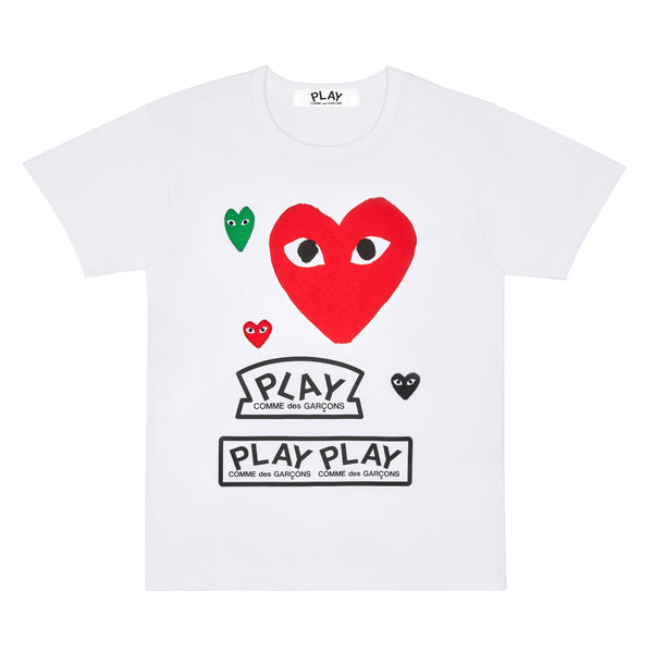 PLAY - Multi Logo Big Red Heart T-Shirt - (T279)(T280)(White)