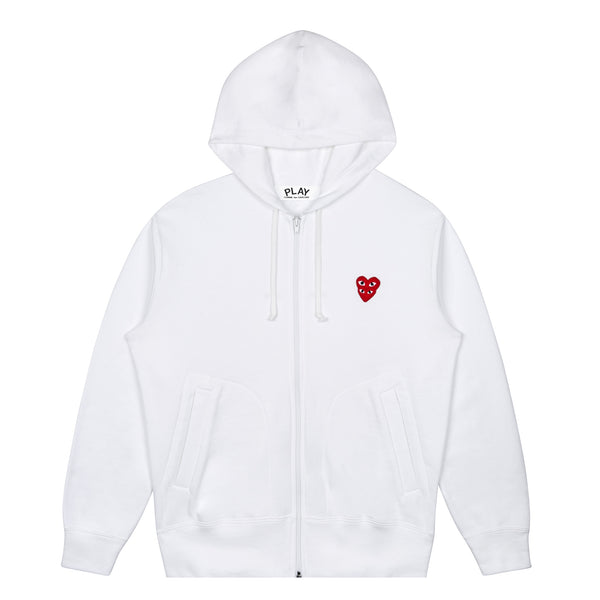 PLAY - Hooded Sweatshirt with Double Red Emblem Hoodie - (T293)(T294)(White)