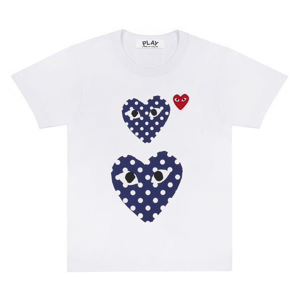 PLAY - Polka Dot Double Heart T-Shirt - (T237)(T238)(White)