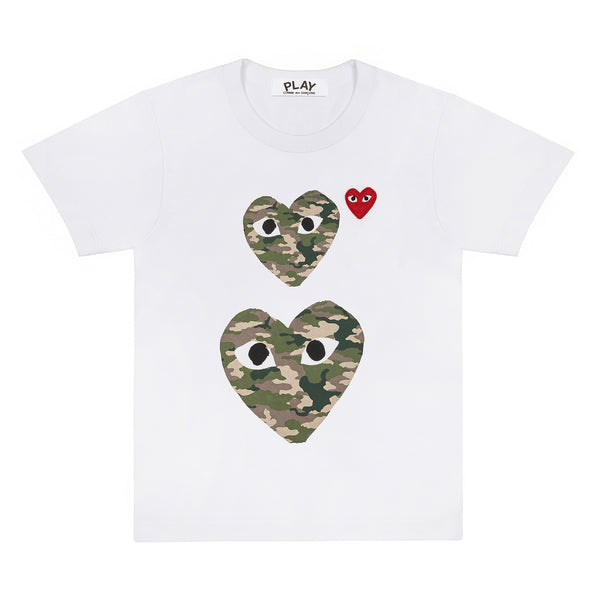 PLAY - Camouflage Double Heart T-Shirt - (T245)(T246)(White)