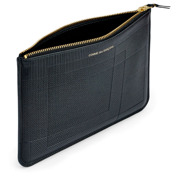 CDG Wallet_Cdg Wallet - Intersection Big Zip Pouch - (Black SA5100LS)_WALLETS
