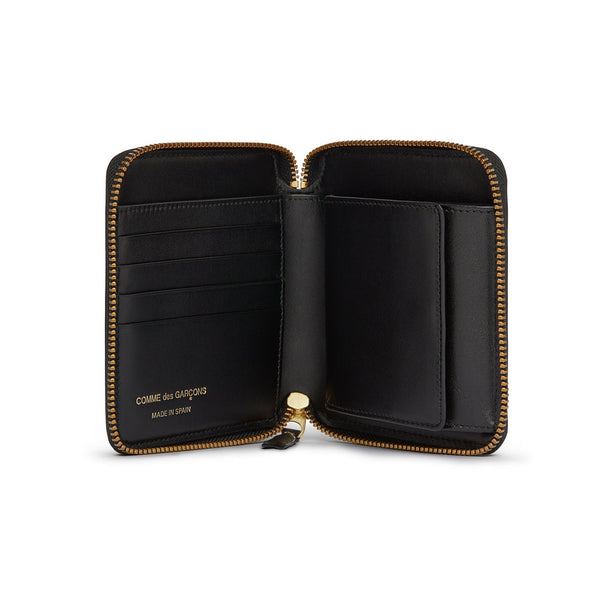 Cdg Wallet - Polka Dots Printed Full Zip Around Wallet - (Black SA2100PD)