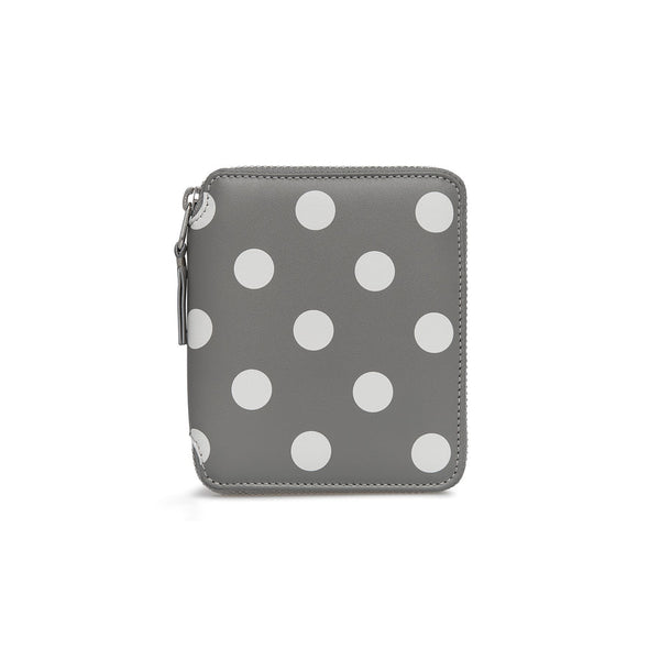 CDG WALLET - Polka Dots Printed Full Zip Around Wallet - (Grey SA2100PD)
