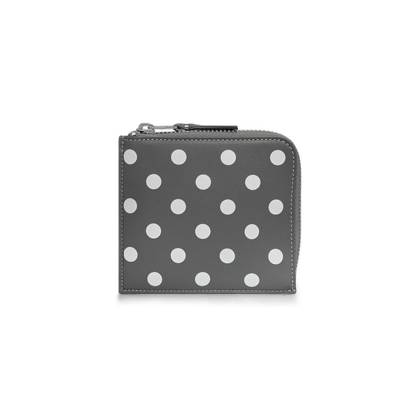 CDG WALLET - Polka Dots Printed Zip Around Wallet - (Grey SA3100PD)