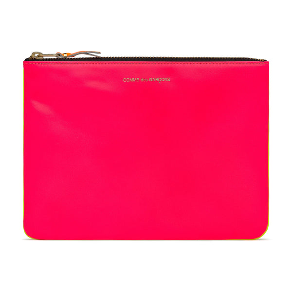 CDG WALLET - Super Fluo Big Pouch - (Pink/Yellow SA5100SF)