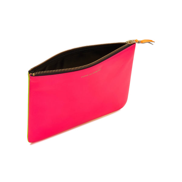 CDG Wallet_Cdg Wallet - Super Fluo Big Pouch - (Pink/Yellow SA5100SF)_POUCHES