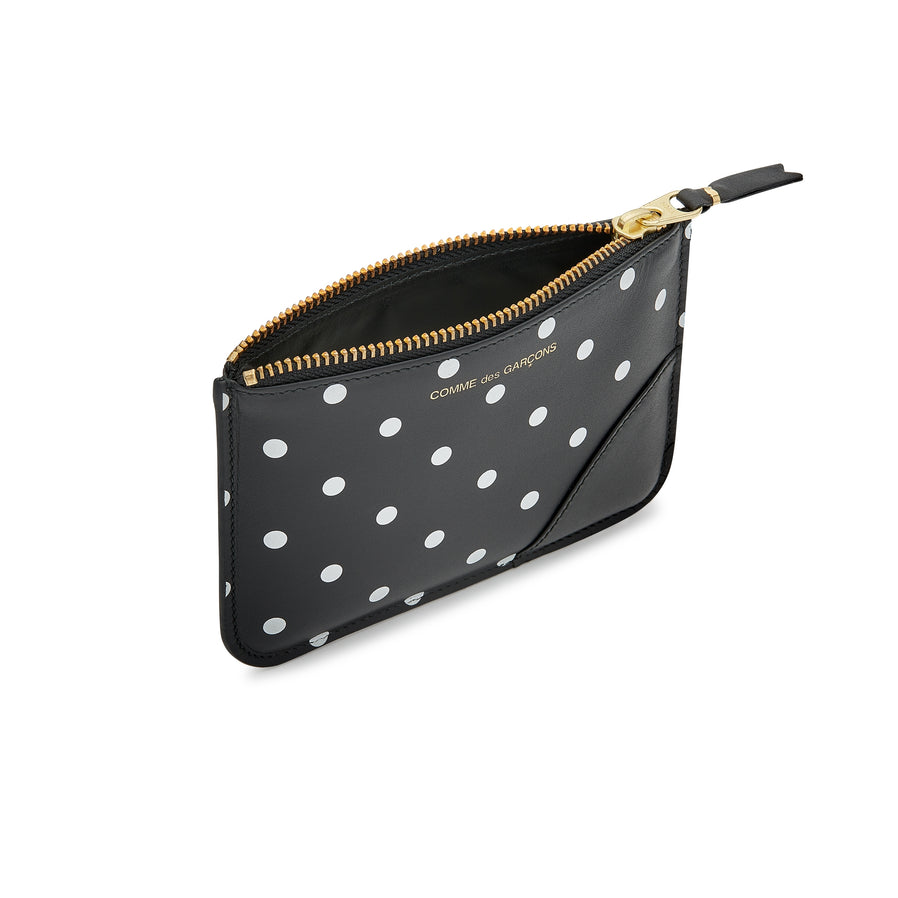 CDG WALLET Polka Dot Printed Zip Pouch Black SA8100PD
