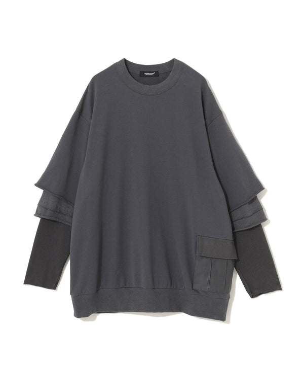 UNDERCOVER - Men's Cotton Sleeve Layered Top - (Charcoal)